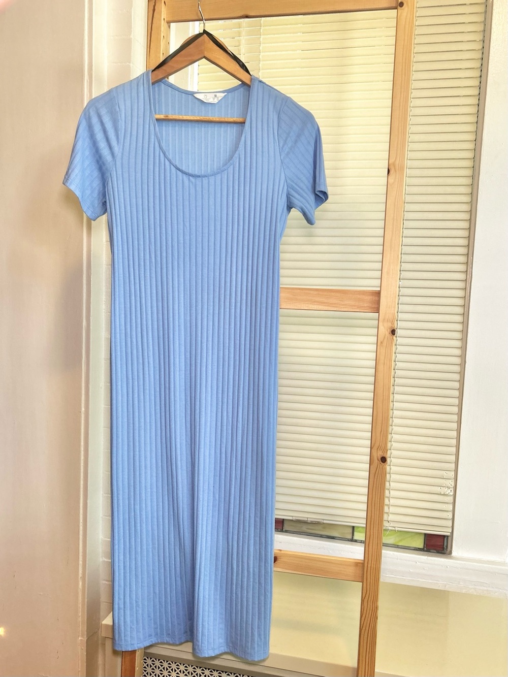 Primark Blue Ribbed Maxi Dress Size Medium Like New